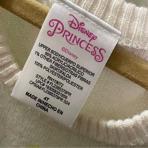 NEW Disney Princess Tiana Princess & Frog Cosplay Toddler Girls Sweater Dress 4T - Picture 3 of 3